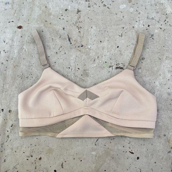 Rachel Comey Pale Pink Bralette with Mesh Panels, Crop Top, S/M - Picture 1 of 6